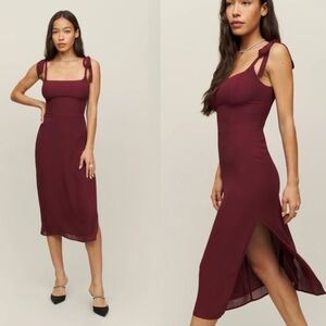 Reformation Burgundy Midi Dress